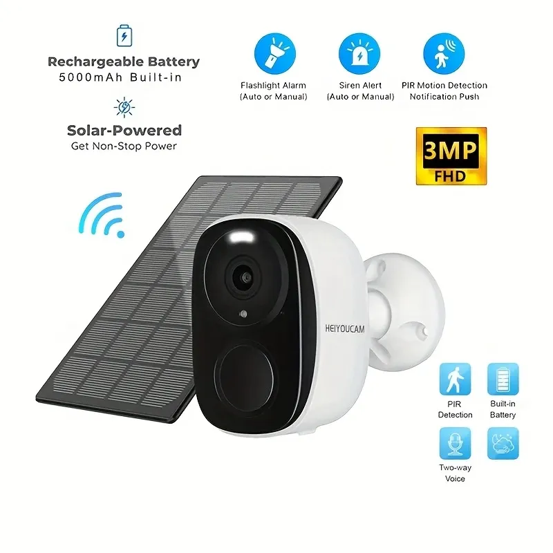 JXJ Smart Low Power Security Camera WiFi Remote Access 1080P HD Night Vision 10m IR PIR Motion Detection Indoor Outdoor Use IP65 Waterproof