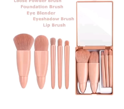 🔥🔥Travel Makeup Brush Set Portable Beauty Tools 5pcs Soft Eyeshadow Loose Powder Foundation Makeup Brush