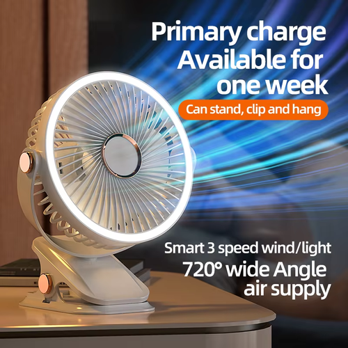 🔥Usb Rechargeable Oscillating Five Gear Speed Wind Mini Portable TYPE-C air Cooler Fan Wall Mounted Cooling Fan With Clip