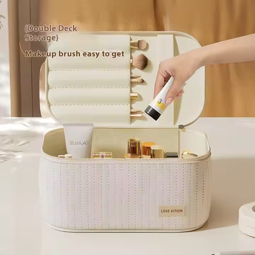 🔥2025 New Large Capacity Cream Style Cosmetic Bag Portable Travel Wash Bag for Skin Care Storage