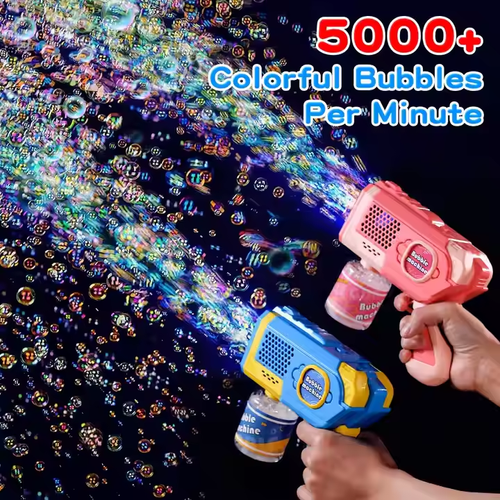 🔥Automatic Bubble Machine Bubble Blower Solution Refill LED Lights Bubbles Launcher Summer Outdoor Toys Gun for Kids