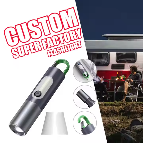 🔥Super Bright Multifunctional LED&SMD USB Rechargeable Flashlight Zoomable Strong Laser Hook Torch for Camping Fishing Hiking