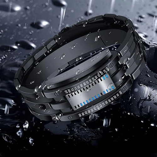 ✨DLJ-cepin✨Men's Binary LED Watch – Stainless Steel, Blue Light, Sporty, Water-Resistant, Modern ⚡