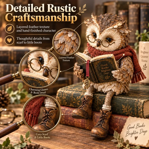 ✨DLJ-CePin✨Reading Owl Figurine