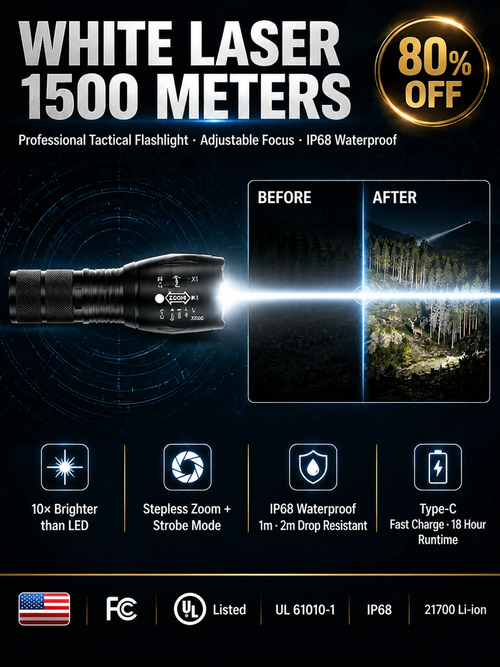 ✨DLJ-CePin🔥High Power Zoomable White Laser Flashlight