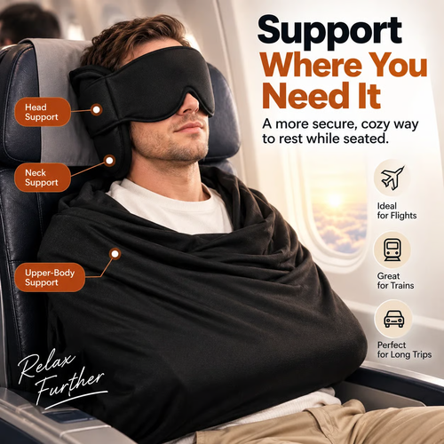 ✨DLJ-CePin🔥✈️ 3-in-1 Travel Sleep Support – Blackout Eye Mask & Head Support