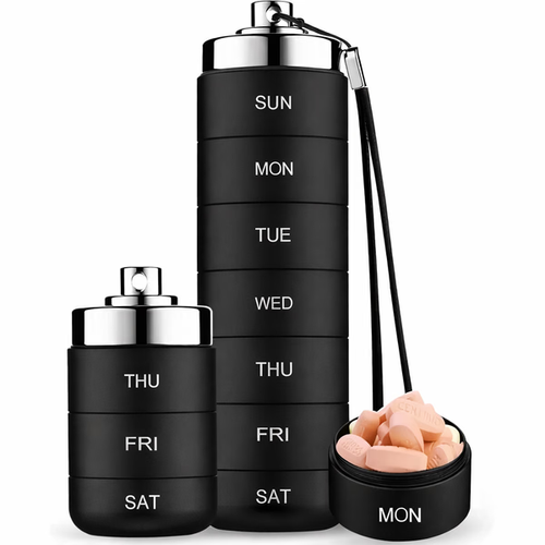 ✨DLJ-CePin✨💊 7-Day Metal Pill Organizer — Never Spill, Never Lose Your Vitamins Again