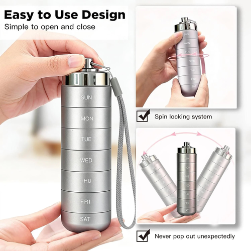 ✨DLJ-CePin✨💊 7-Day Metal Pill Organizer — Never Spill, Never Lose Your Vitamins Again
