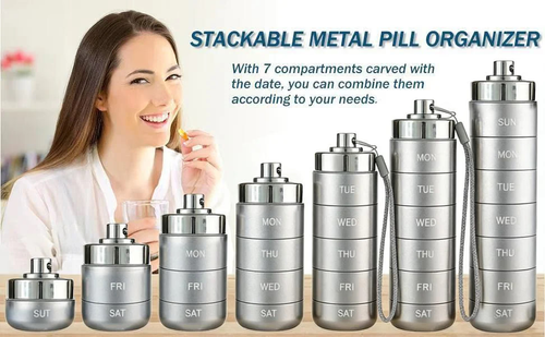 ✨DLJ-CePin✨💊 7-Day Metal Pill Organizer — Never Spill, Never Lose Your Vitamins Again