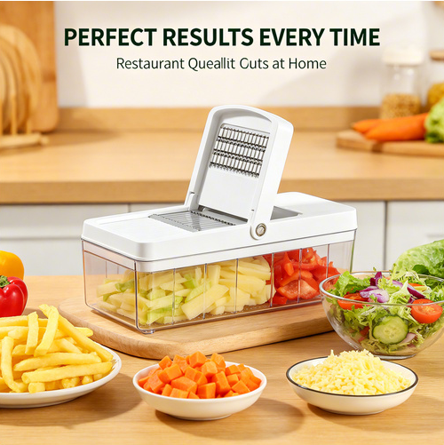 15-in-1 Vegetable Chopper — Food Cutter with 8 Blades and Container for Kitchen Use.