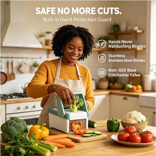 15-in-1 Vegetable Chopper — Food Cutter with 8 Blades and Container for Kitchen Use.