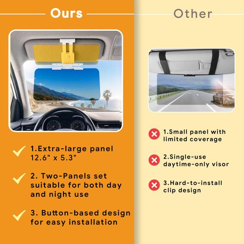 🔥Hot Seller🔥 Universal Easy Install Anti Glare Visor Attachment, Light Filter for Day Night Vehicle Travel
