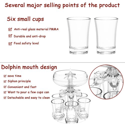 🔥Hot Seller🔥 6 Shot Portable Liquor Dispenser, Consistent Pour Volume for Whisky Cocktail Home BBQ Party