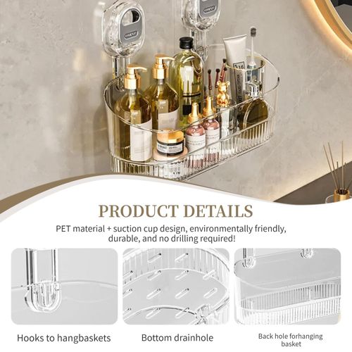 🚚 Fast Delivery Kenya 💵 COD Available Portable！Wall Mounted Suction Storage Basket Organizer For Bathroom Kitchen Space Saving Use