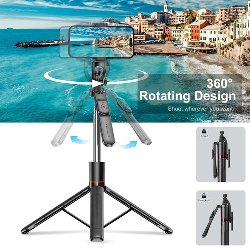 🔥Hot Seller🔥 Lightweight Extendable Selfie Stick Tripod with Bluetooth Remote, Stable for Safari Beach Travel Group Photos