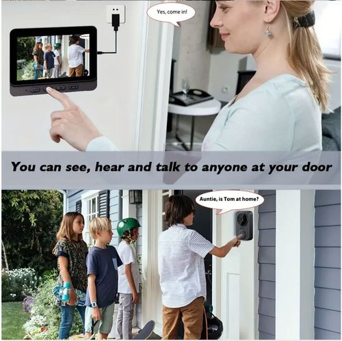🔥Hot Seller🔥 Mini Wire-Free Video Doorbell with Display Screen, Two-Way Talk for Home & Shop Security