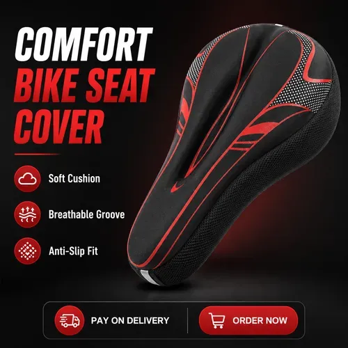 🚚 24H Shipping 💵 COD｜Extra Wide Bike Seat Cushion | Oversized Comfort Saddle with High Elastic Sponge & Silica Gel