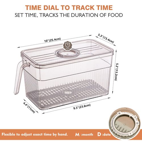 🔥Hot Seller🔥 Transparent Fridge Storage Box with Drain Tray, Food Grade for Fruit Vegetable