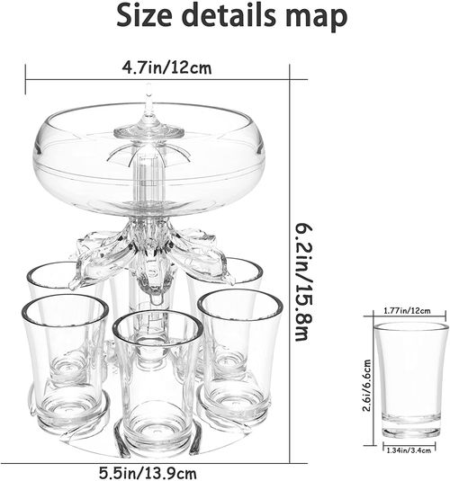 🔥Hot Seller🔥 6 Shot Portable Liquor Dispenser, Consistent Pour Volume for Whisky Cocktail Home BBQ Party