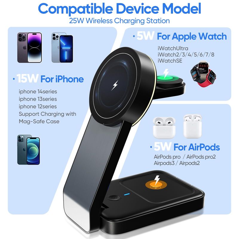 3-in-1 Wireless Charging Station for Apple Devices