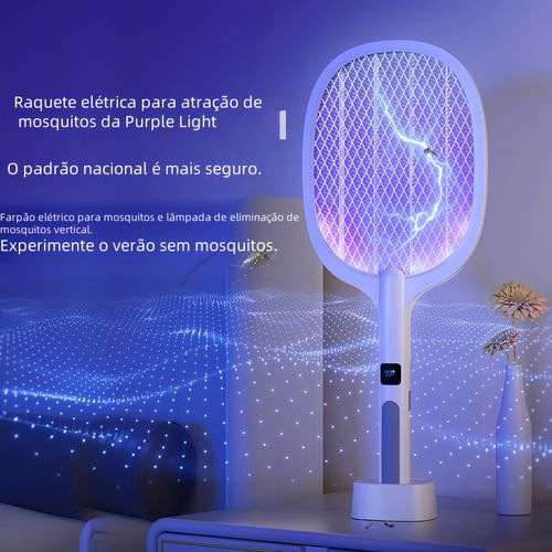 Mata-moscas eletrônico multifuncional 2 em 1 com bateria de lítio USB recarregável, alta voltagem, proteção tripla, novo para uso doméstico Nenhuma avaliação ainda