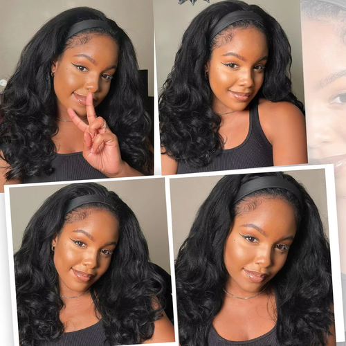 20 Inches Headband Synthetic Hair Wig High Quality Long Curly Bouncy Wave  Heat-Resistant Women High Temperature Fiber Wigs