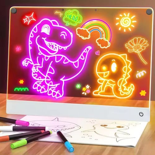 Hot Selling Kids Acrylic LED Light Board | Neon Glow Drawing & Writing Message Pad