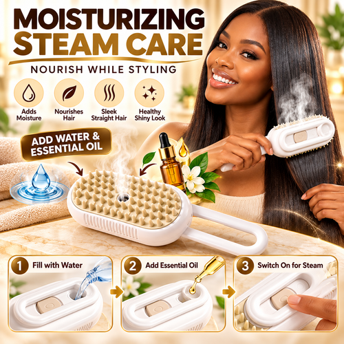 🔥Buy 1 Get 2 Free !🚀COD Steam Hair Straightening Comb, Fill Water or Hair Oil Inside, Mist Spray Design, Smooth Frizzy & Tangled Hair