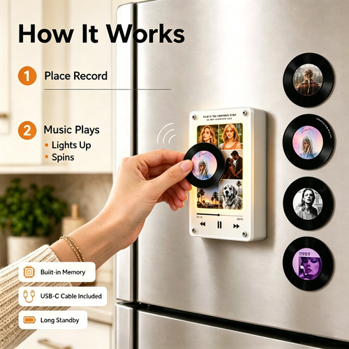Aimant de réfrigérateur musical NFC personnalisé avec lecteur, 128 Mo Lecteur de musique programmable
