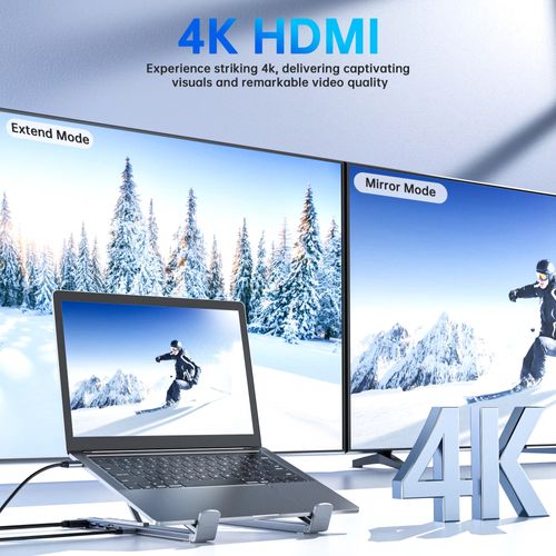 Support pour Ordinateur Portable USB C 8 en 1 avec Station d Accueil Universelle et Hub Pliable