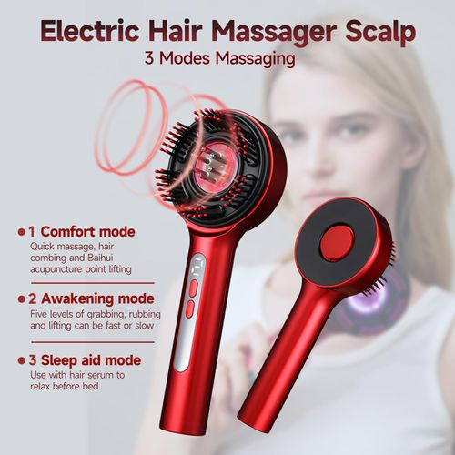 💆‍♀️🔴Brosse Massage Cuir Cheveux 3 en 1 5 Niveaux COD