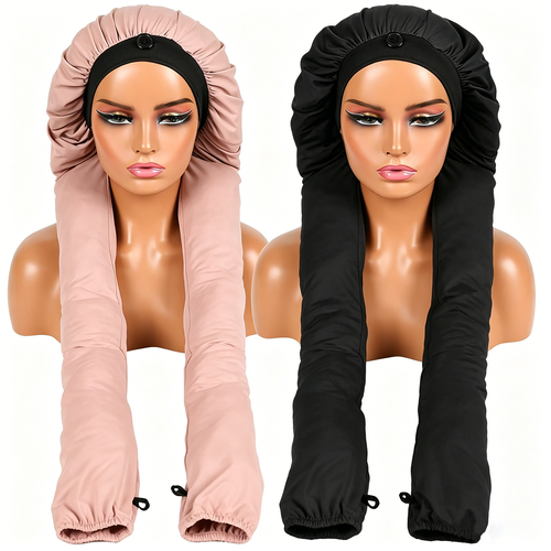 🧢Lot 2 Bonnets Soie Froide Cheveux Longs Tresses Nuit COD