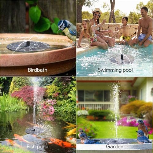 Pompe de fontaine solaire de 18 cm avec 6 buses pour jardin et extérieur