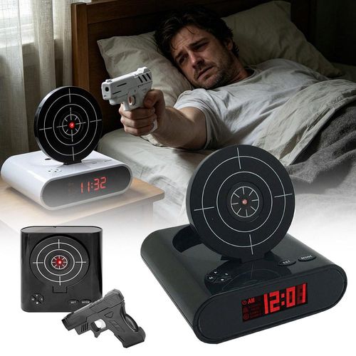 Réveil numérique avec pistolet et cible – Réveil interactif avec jeu de tir pour les gros dormeurs