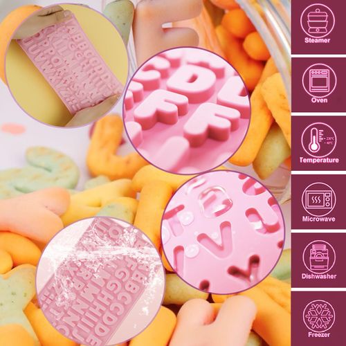 Lot de 2 moules en silicone réutilisables (chiffres et lettres) pour glaçons, bonbons et biscuits