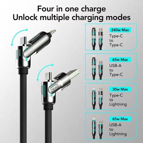 ⚡🔋 Câble de Charge Rapide 240W 4-en-1 — Chargez iPhone, iPad & Android en un seul câble ! 🛑 Paiement à la Livraison (COD) 💰