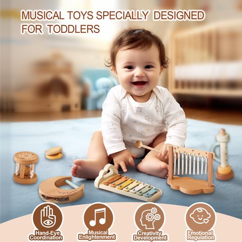 Lot instruments de musique en bois jouet éducatif pour tout-petits COD