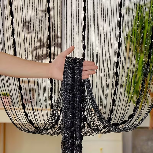 🖤✨100x200cm Rideau filaire noir perlé Déco maison, porte & cadeau idéal COD