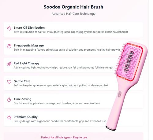 💆‍♀️🌸Brosse à huile capillaire lumière rouge massage cuir chevelu COD