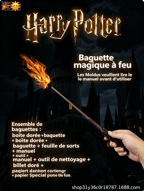 🔥✨ Baguette Magique Crache-Feu — Effet Réaliste & Rechargeable ! 🛑 Paiement à la Livraison (COD) 💰