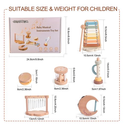 Lot instruments de musique en bois jouet éducatif pour tout-petits COD