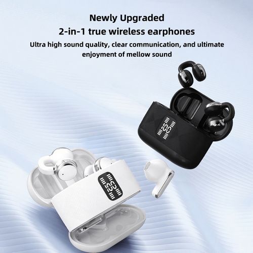Écouteurs intra-auriculaires Bluetooth sans fil 4 en 1, clipsables TWS, pour jeux et musique