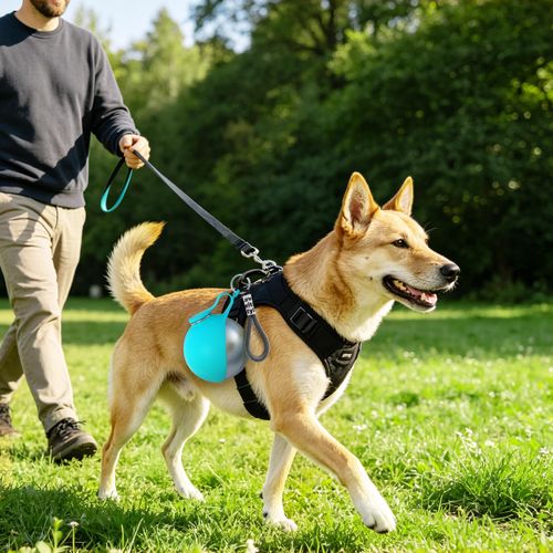 2 in 1 Gourde portable pour animaux et distributeur de nourriture en acier inoxydable (étanche)