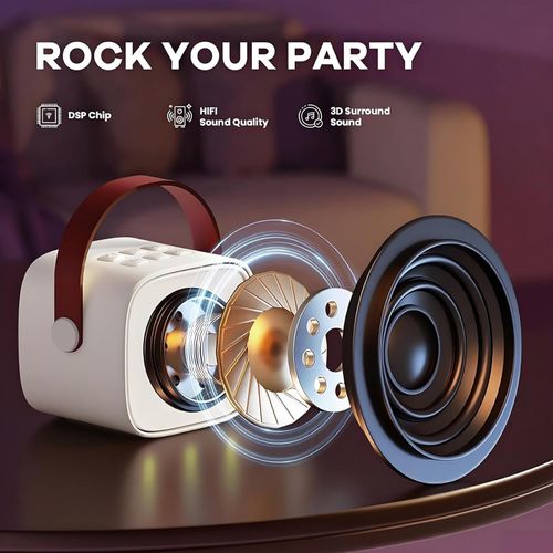 🎤✨Mini Machine Karaoké Enfant 2 Micros Sans Fil Lumières RGB COD
