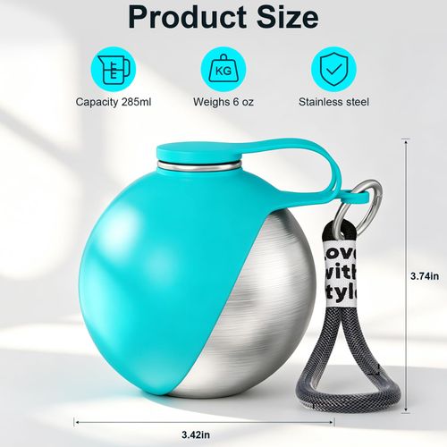 2 in 1 Gourde portable pour animaux et distributeur de nourriture en acier inoxydable (étanche)