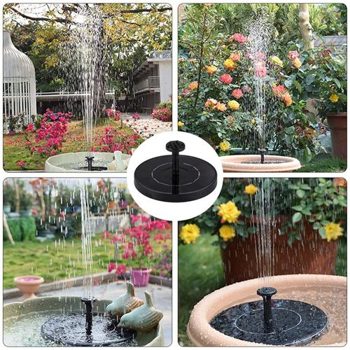 Pompe de fontaine solaire de 18 cm avec 6 buses pour jardin et extérieur