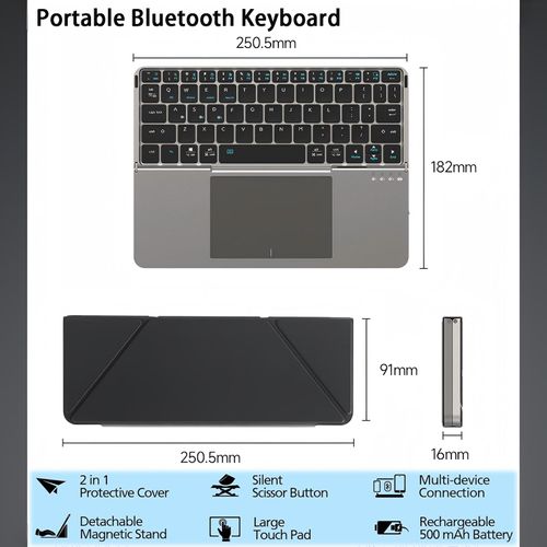 ⌨️✨ Clavier Bluetooth Pliable avec Pavé Tactile — Multi-Appareils ! 🛑 Paiement à la Livraison (COD) 💰