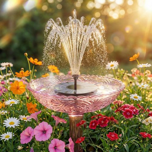 Pompe de fontaine solaire de 18 cm avec 6 buses pour jardin et extérieur