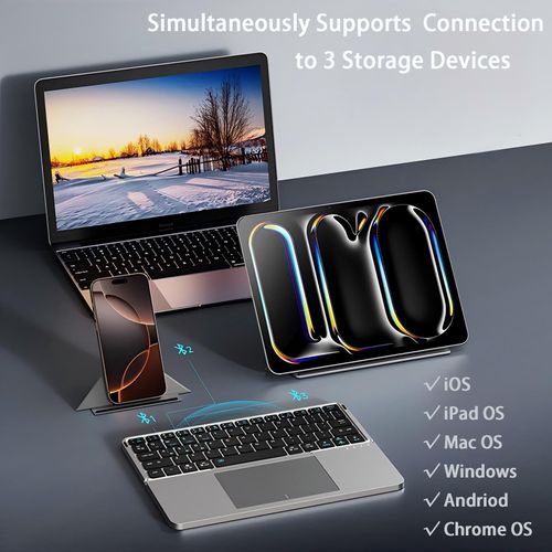 ⌨️✨ Clavier Bluetooth Pliable avec Pavé Tactile — Multi-Appareils ! 🛑 Paiement à la Livraison (COD) 💰