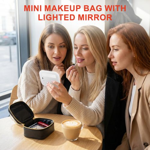 Mini trousse de voyage maquillage miroir LED rechargeable 3 lumières COD